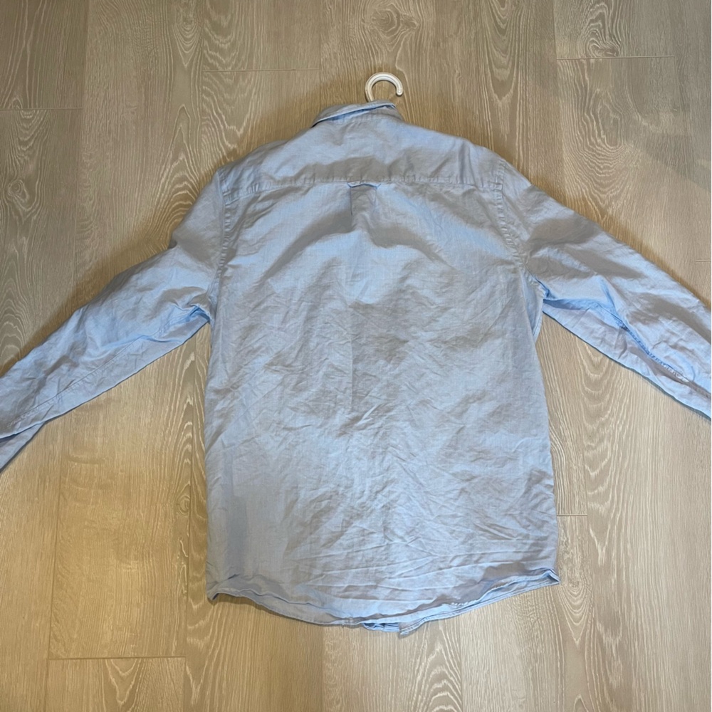 Zara Men’s Linen Button Down Shirt, Light Blue size Large - Picture 10 of 13